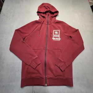 Three Thirteen Hoodie Mens M Red Detroit 313 Full Zip Sweatshirt Long Sleeve